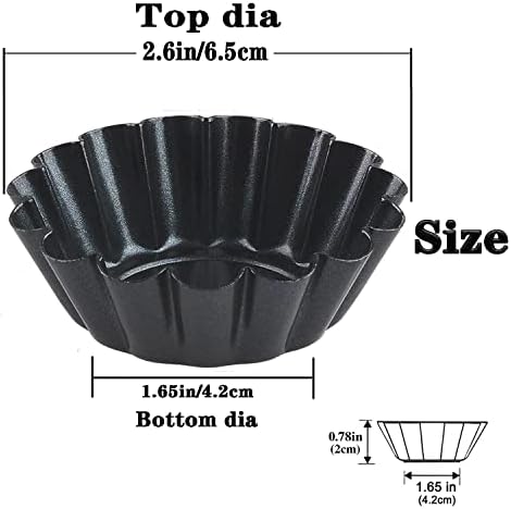 12PCS 2.6" Egg Tart Molds, Mini Carbon Steel Non-Stick Baking Pans