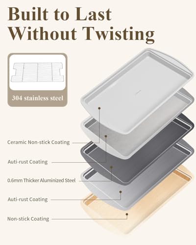 Nonstick Crisp Baking Tray With Wire Rack, Ceramic Coating Jelly Roll