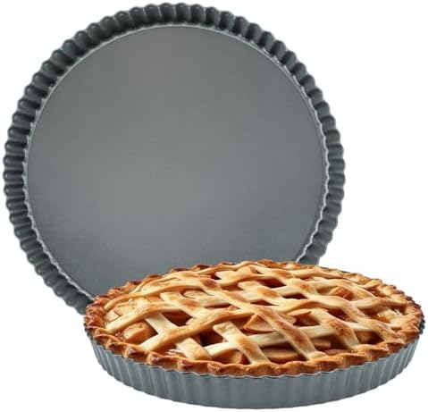 2 Pack Tart Pan 11 Inch with Removable Bottom, Non-Stick Carbon Steel
