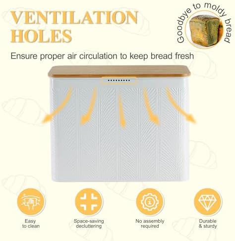 Extra Large Diagonal Stripe Embossed Bread Box with Bamboo Lid