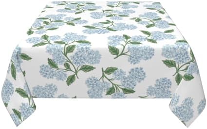 Blue Hydrangea Floral Square Tablecloth 54 Inch