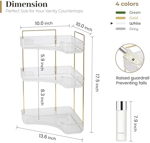 Aveniee 3-Tier Corner Bathroom Counter Organizer, White