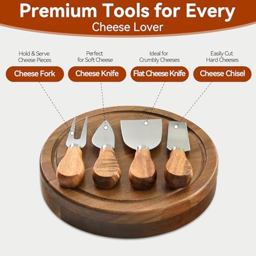 Mini Charcuterie Boards Set, Cheese Board and Knife Set, Acacia Wood