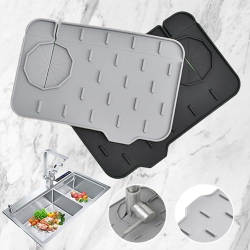 2 Pack Mini Sink Splash Guard, Double Sided Kitchen Faucet Mat