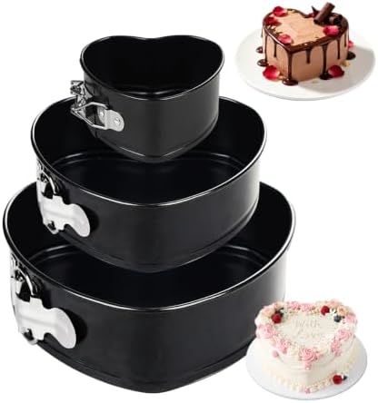 4" 7" 9" Springform Pan Set of 3, Non-Stick Heart Shaped Cake Pans