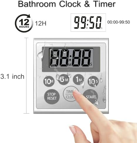 Digital Waterproof Shower Timer with Large LCD Display