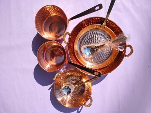 Hammered Copper Cooking and Serving Set, 10-Piece Traditional Kitchen