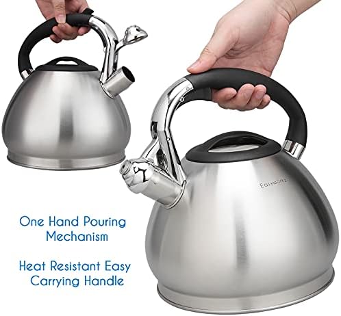 Easyworkz Stainless Steel Whistling Tea Kettle, 2.4 Quart