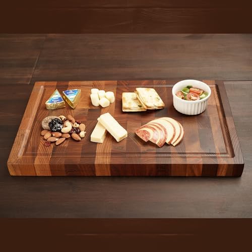 BOUMBI Zelkova End-Grain Cutting Board, 16.9" x 10.4" x 1.2"