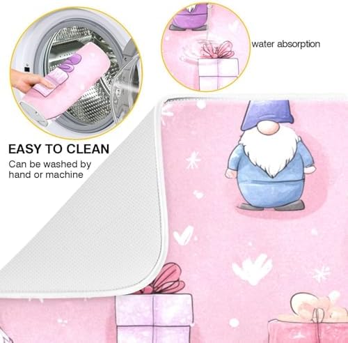 OTVEE Love Gnome Art Dish Drying Mat for Kitchen Counter Absorbent