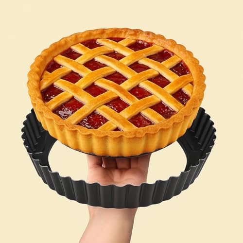 9.5 Inch Tart Pan with Removable Bottom & Non-stick Baking Mat Set