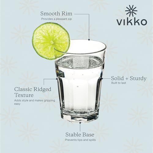 Vikko Drinking Glasses, 11.5 Ounce Glass Cups, Durable Glasses