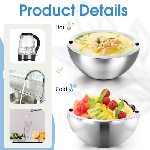 LemonRoad 4 Pack 16 oz Chilled Dip Bowl, Silver Stainless Steel Dish