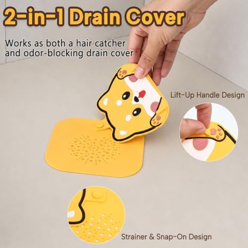 2Pack Square Shower Drain Hair Catcher for Bathtub and Shower
