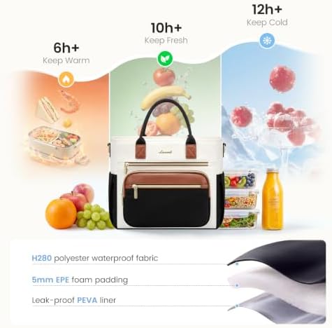 LOVEVOOK Insulated Lunch Box for Women,Large Adult Lunch Cooler Bag