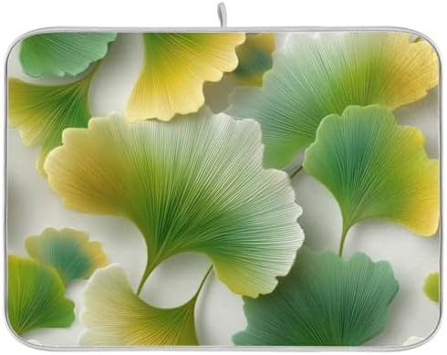 OTVEE Metallic Leaf Art Dish Drying Mat for Kitchen Counter Absorbent