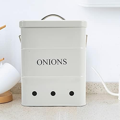Onion Storage Bin, Metal Storage Tin with Aerating Holes - Kitchen