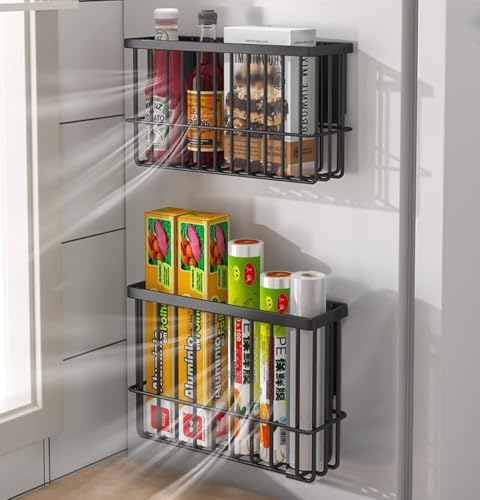 2 Piece Kitchen Cabinet Door Storage Box, Black
