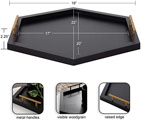 Kate and Laurel Halsey Hexagon Decorative Wooden Tray with Polished