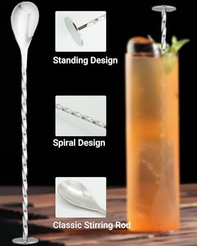 Stainless Steel 8'' Cocktail Muddler & 10'' Mixing Spoon Set