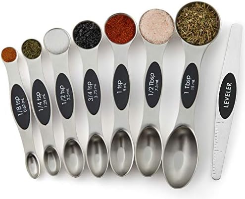Spring Chef Stainless Steel Magnetic Measuring Spoons Set of 8, Black