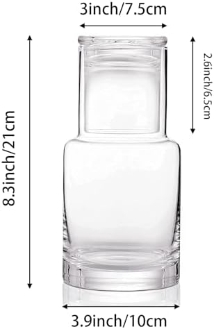 Bedside Water Carafe, Modern Night Water Pitcher with Glass Cup for