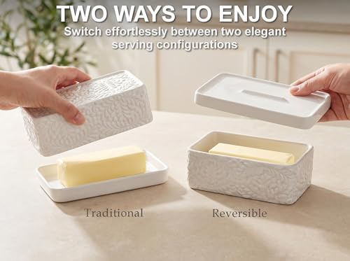 Two-in-One Butter Dish with Lid, Large Storage Keeper/Holder for