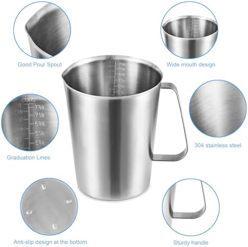 KSENDALO 64Oz/8Cup Stainless Steel Pitcher (SUS304), 2 Liter Metal