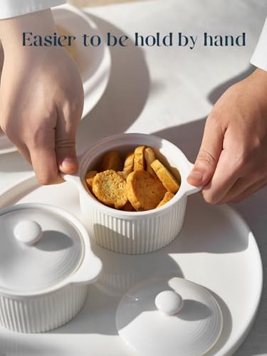DOWAN 10 oz Ramekins with Lids Oven Safe, Creme Brulee Ramekin