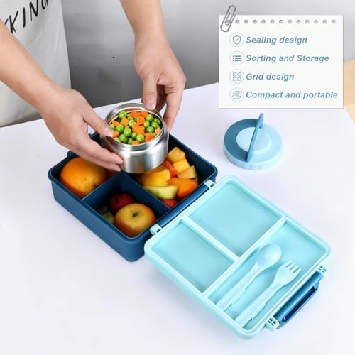 Bento Lunch Box with 1650ML Food Jar, 4 Compartments