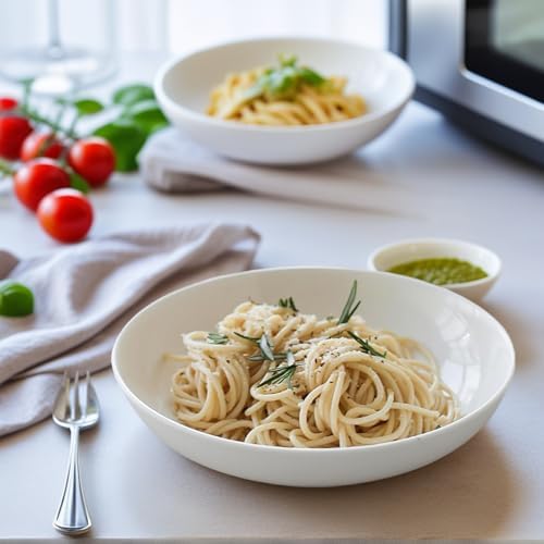 DeeCoo 7 Pack Porcelain Pasta Bowls Ceramic, Large Serving Bowl, Wide
