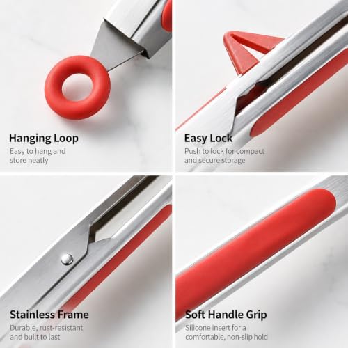 Silicone Kitchen Tongs, 2 Pack, 10 Inch