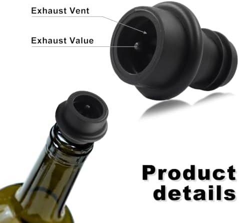 Wine Vacuum Stoppers - 12-Pack Reusable Rubber Wine Saver Preserver