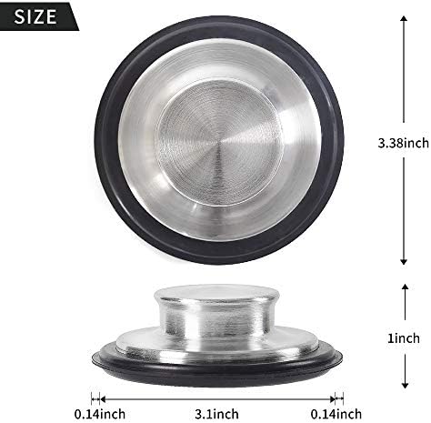 CORNERJOY 2 PCS Stainless Steel Kitchen Sink Stopper, Large Wide Rim