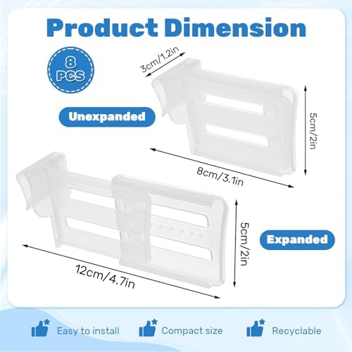 ASTIMESA 8 Pcs Adjustable Clear Fridge Divider Set, Retractable Fridge