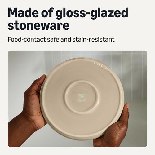 Amazon Basics Glazed Stoneware Appetizer Plates, Ceramic 4-Piece Set
