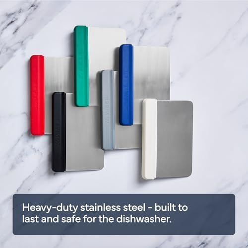 Misen Stainless Steel Bench Scraper - Versatile Food Scraper with Blue