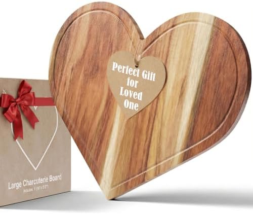 Heart Cutting Board 16x13.2 In, Large Lovers Charcuterie Board for