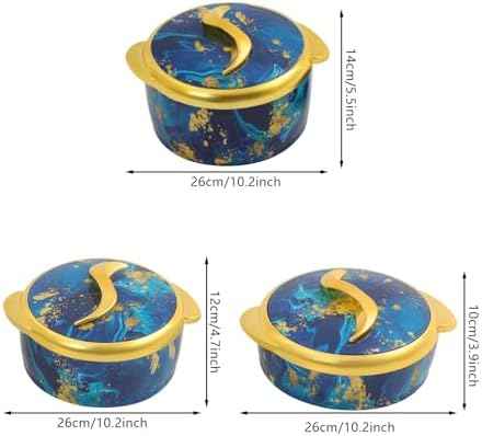 3-Piece 2.6/2.1/1.3qt Thermal Casserole Dish Set with Lids, Insulated Stainless Steel Container for Hot & Cold Food, Serving Bowl for Buffets, Parties, Holidays - Blue