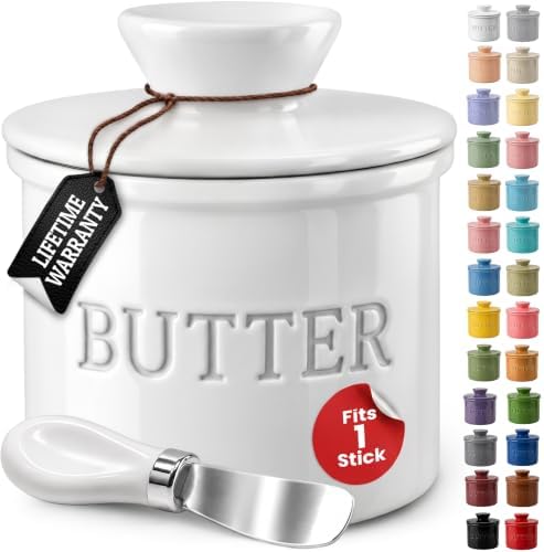 Priority Chef Butter Crock with Lid for Countertop with Spreader Knife