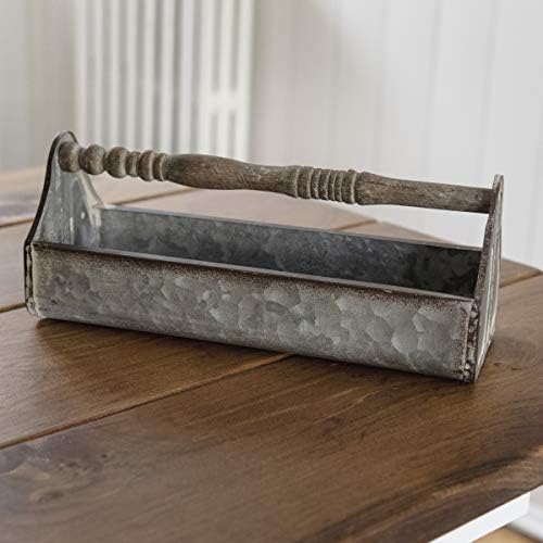 Overstock Large Metal Tray with Wooden Handle