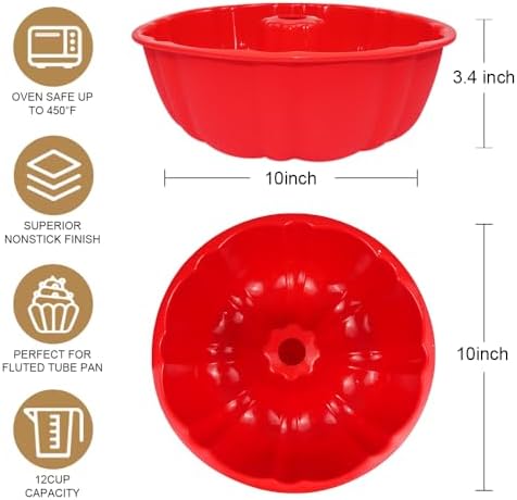 10 Inch Round Silicone Cake Pan, Non-Stick Silicone Baking Mold