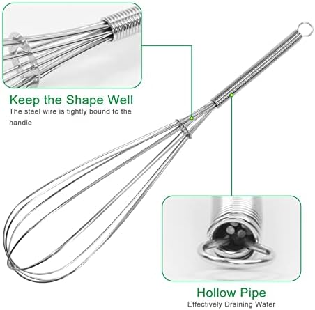ForTomorrow Stainless Steel Whisk Set - 8"+10"+12" Thin Handle Wisk