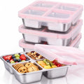 4 Pack Stainles Steel Snack Container with Lid, Pink