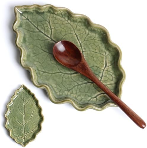 Ceramic Spoon Rest for Stove Top Cute Leaf Spoon Rest for Kitchen