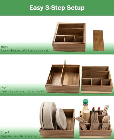 Acacia Wood Utensil Holder for Party -Nested Set of 2