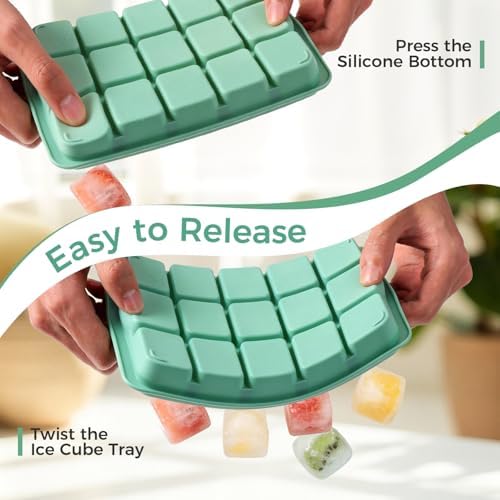 2 Pack Silicone Ice Cube Tray for freezer(Bamboo Green)