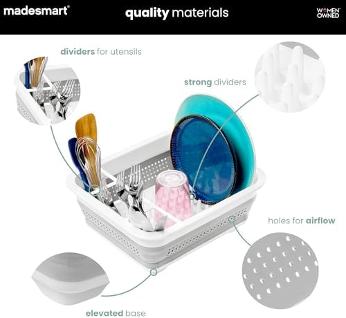 madesmart Collapsible Dish Rack, White