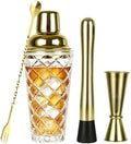 Certbuy Pineapple Glass Cocktail Shaker Set 14 oz Bartending Kit Gold
