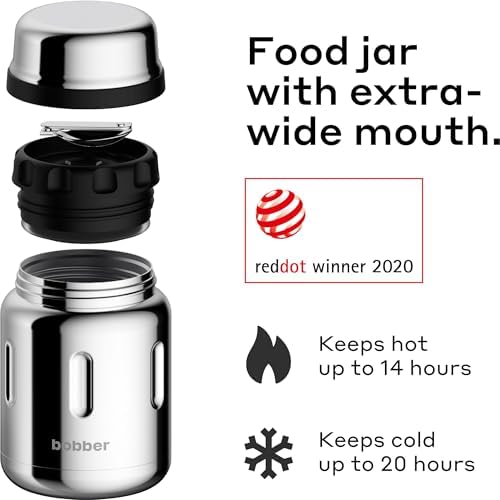 BOBBER 24 Oz Stainless Steel Thermo Food Jar with Folding Spoon and